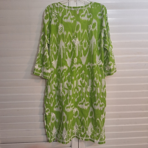 Gretchen Scott Designs Lime Green Embroidered Cotton Tunic Dress - Picture 8 of 8